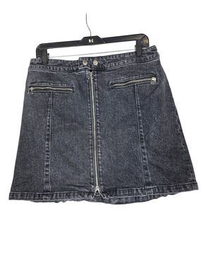 rag & bone Washed Black Denim Front-Zip Mini Skirt